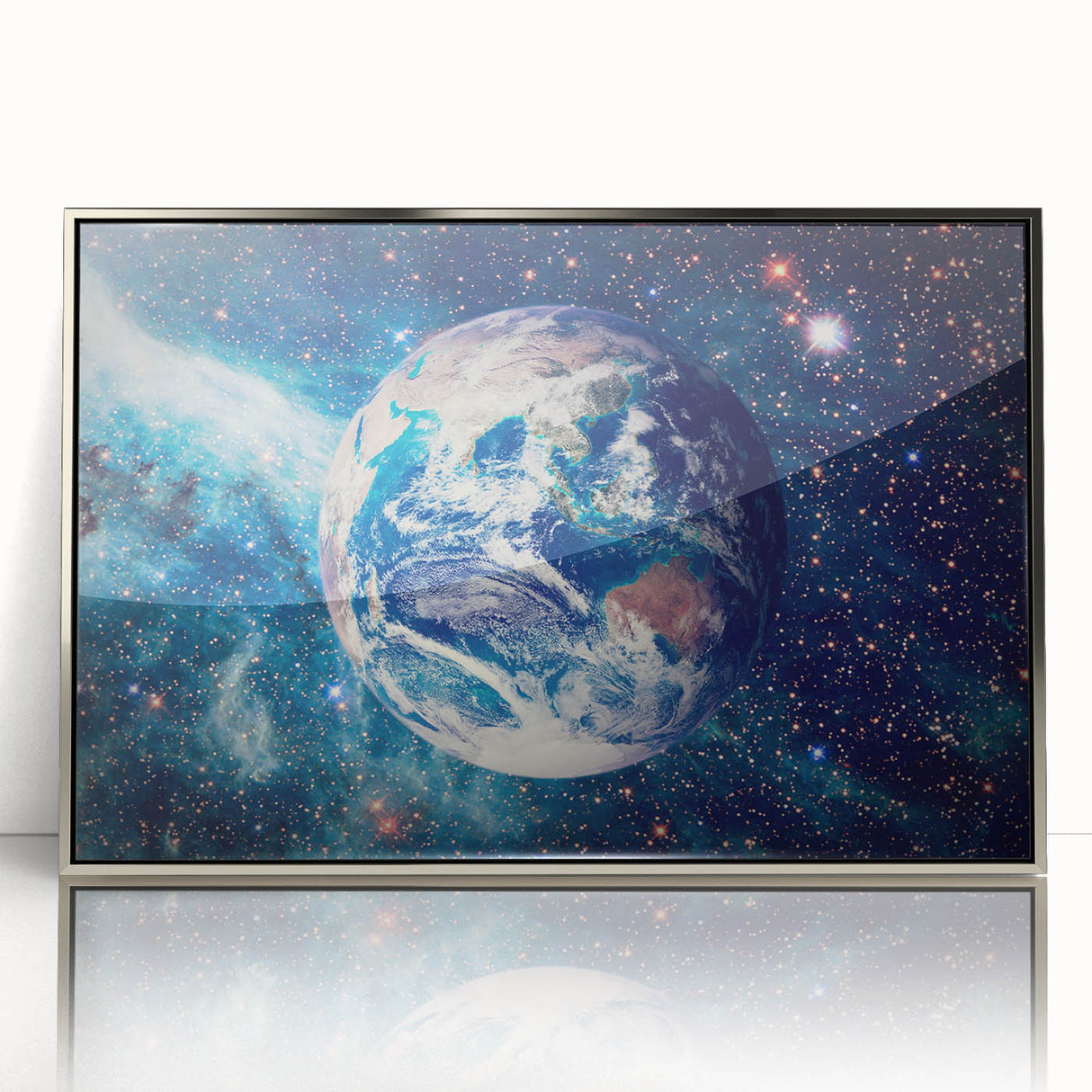 Earth and Stars Wall Art - Vibrant View of Earth in the Cosmos Decor