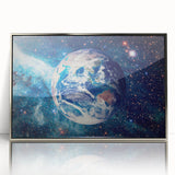 Earth and Stars Wall Art - Vibrant View of Earth in the Cosmos Decor