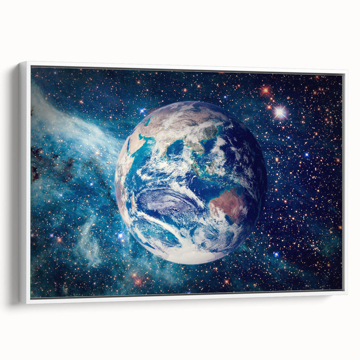 Earth and Stars Wall Art - Vibrant View of Earth in the Cosmos Decor