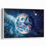 Earth and Stars Wall Art - Vibrant View of Earth in the Cosmos Decor