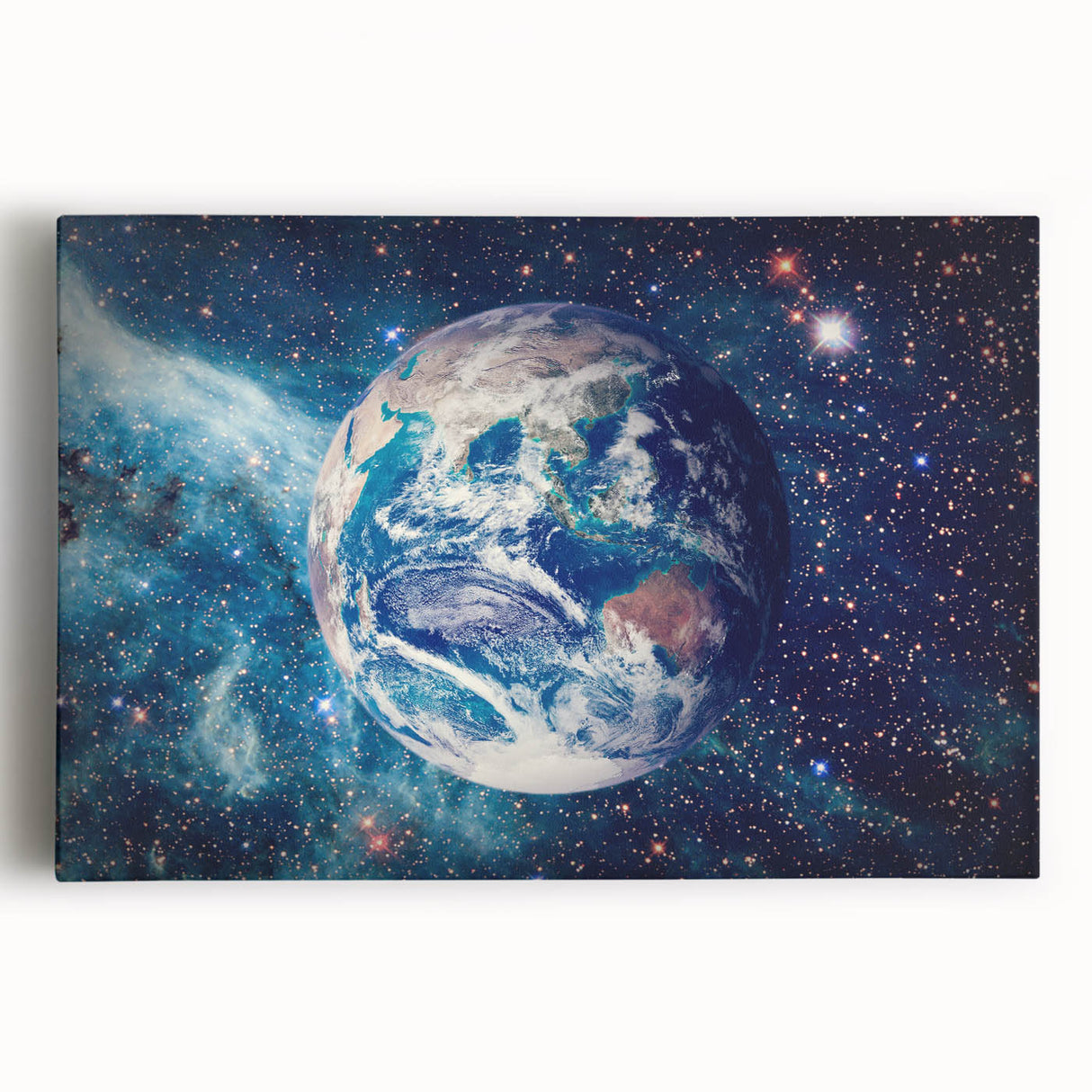 Earth and Stars Wall Art - Vibrant View of Earth in the Cosmos Decor