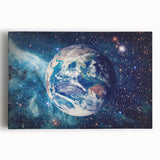 Earth and Stars Wall Art - Vibrant View of Earth in the Cosmos Decor