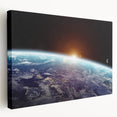 Sunrise Over Earth Wall Art - Space View of Earth with Moon Decor