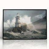 Stormy Lighthouse and Crashing Waves - Earthy Phenomena Wall Art Print