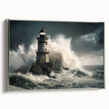 Stormy Lighthouse and Crashing Waves - Earthy Phenomena Wall Art Print