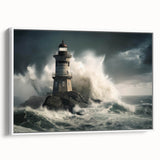 Stormy Lighthouse and Crashing Waves - Earthy Phenomena Wall Art Print