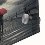 Rainy Bridge with Red Umbrella - Earthy Phenomena Wall Art Print