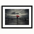 Rainy Bridge with Red Umbrella - Earthy Phenomena Wall Art Print