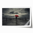 Rainy Bridge with Red Umbrella - Earthy Phenomena Wall Art Print