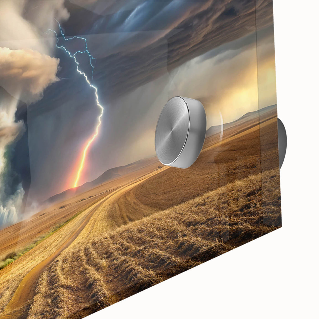 Tornado with Lightning in Rural Landscape - Earthy Phenomena Wall Art