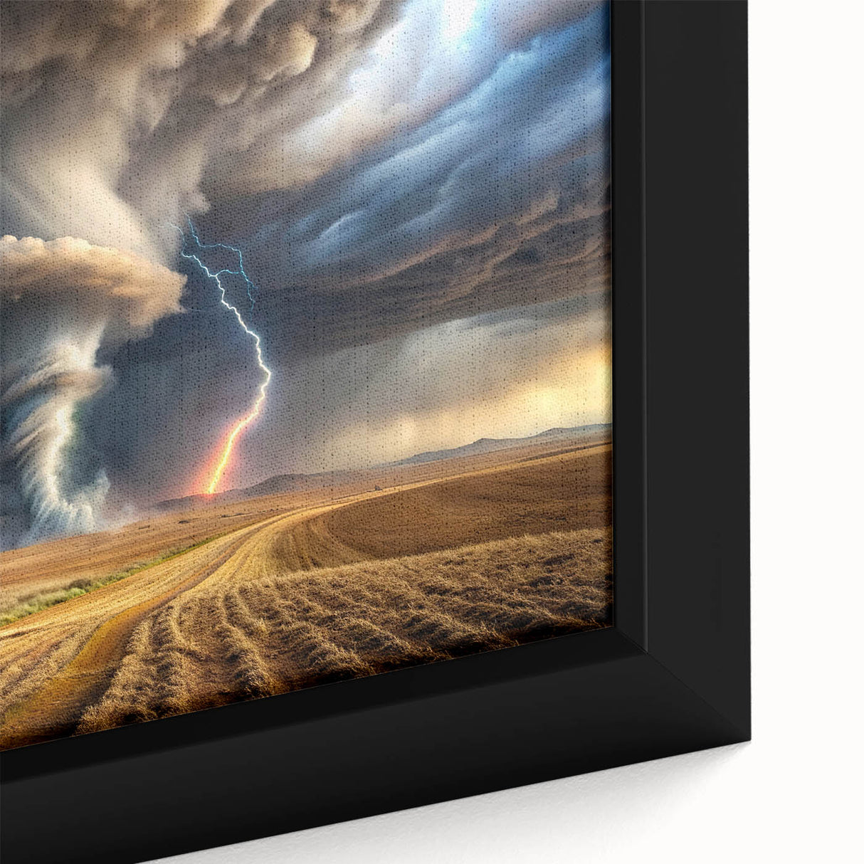 Tornado with Lightning in Rural Landscape - Earthy Phenomena Wall Art