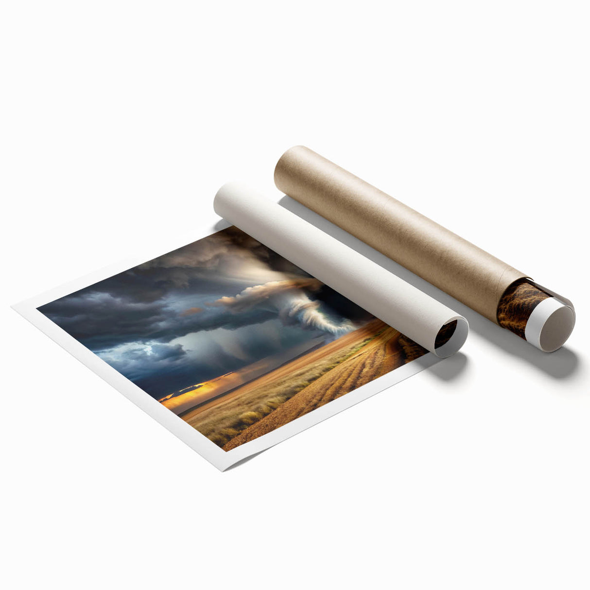 Tornado with Lightning in Rural Landscape - Earthy Phenomena Wall Art