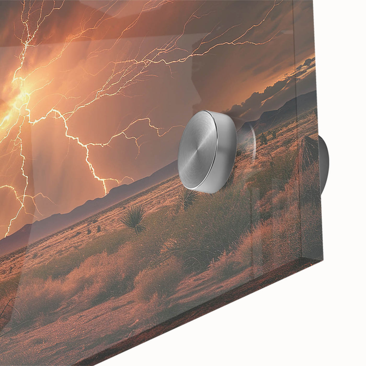 Lightning Storm Over Desert at Sunset - Earthy Phenomena Wall Art Print