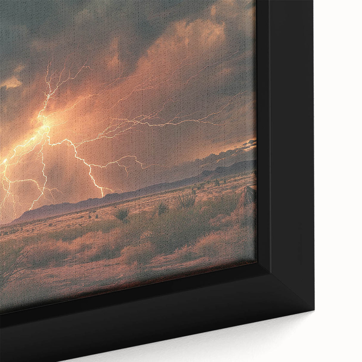 Lightning Storm Over Desert at Sunset - Earthy Phenomena Wall Art Print