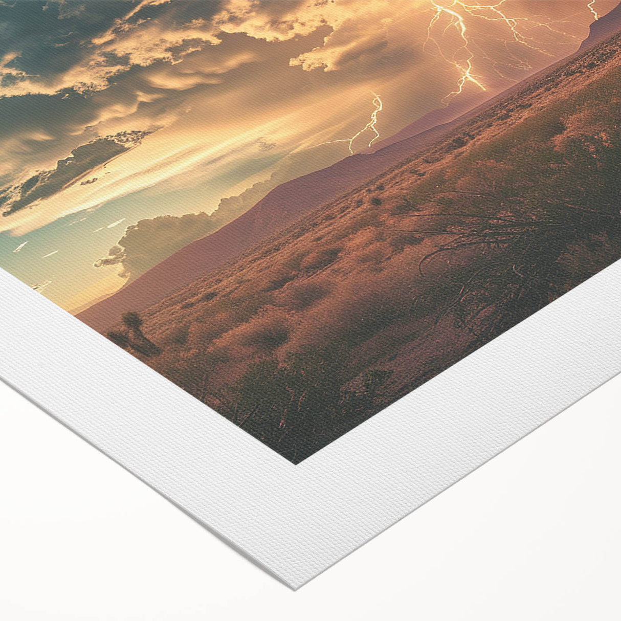 Lightning Storm Over Desert at Sunset - Earthy Phenomena Wall Art Print