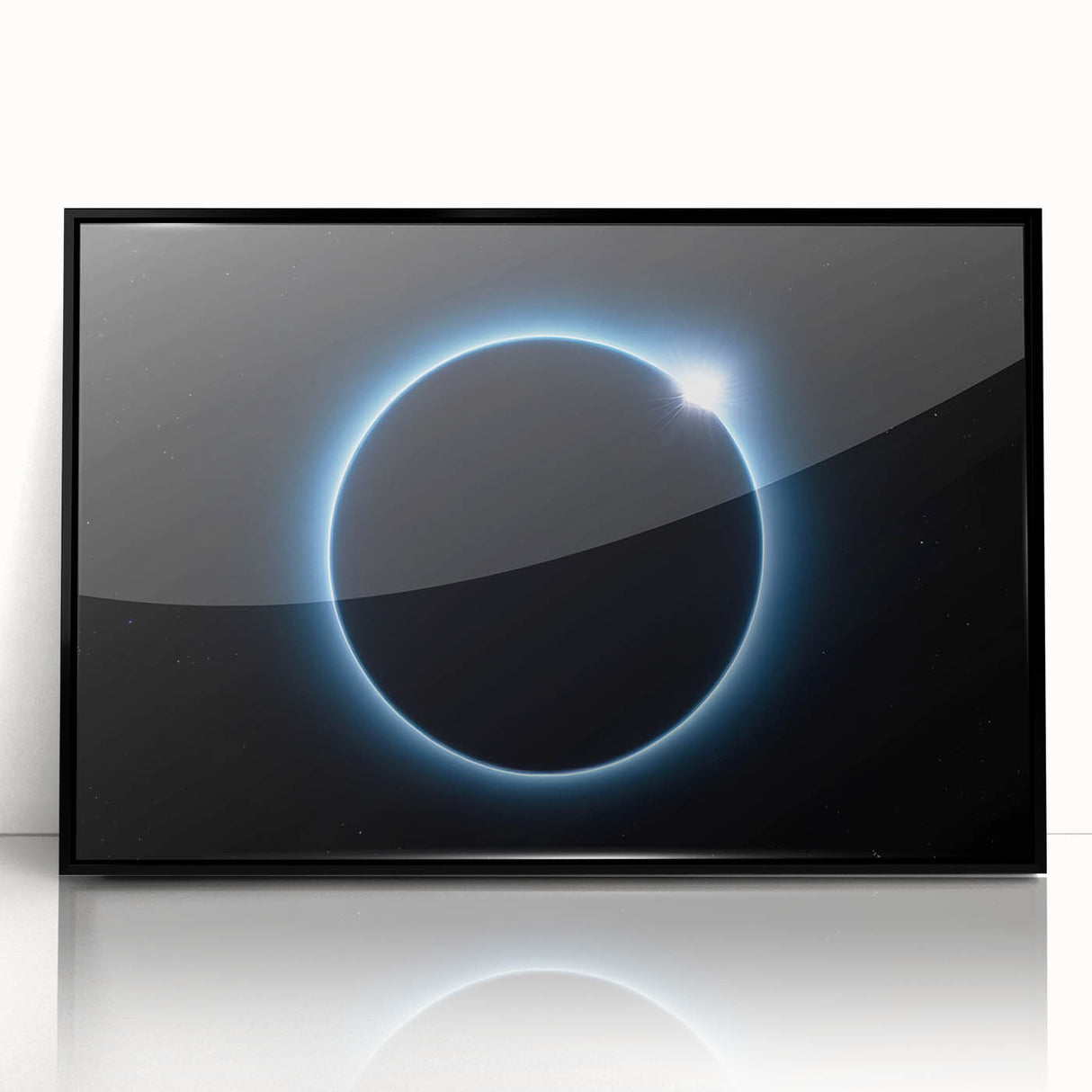Cosmic Solar Eclipse Wall Art – Black and Blue Eclipse Canvas Print