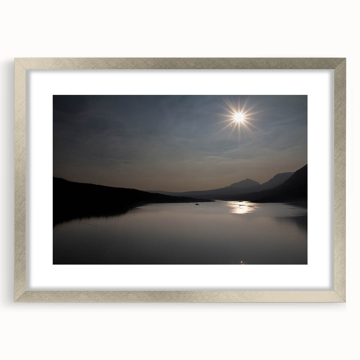 Serene Solar Eclipse Wall Art – Mountain and Lake Eclipse Canvas Print