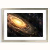 Golden Galaxy Wall Art: Cosmic Spiral Milky Way & Astronomy Canvas Prints