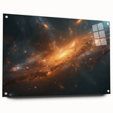 Golden Galaxy Wall Art: Cosmic Spiral Nebula & Astronomy Canvas Prints