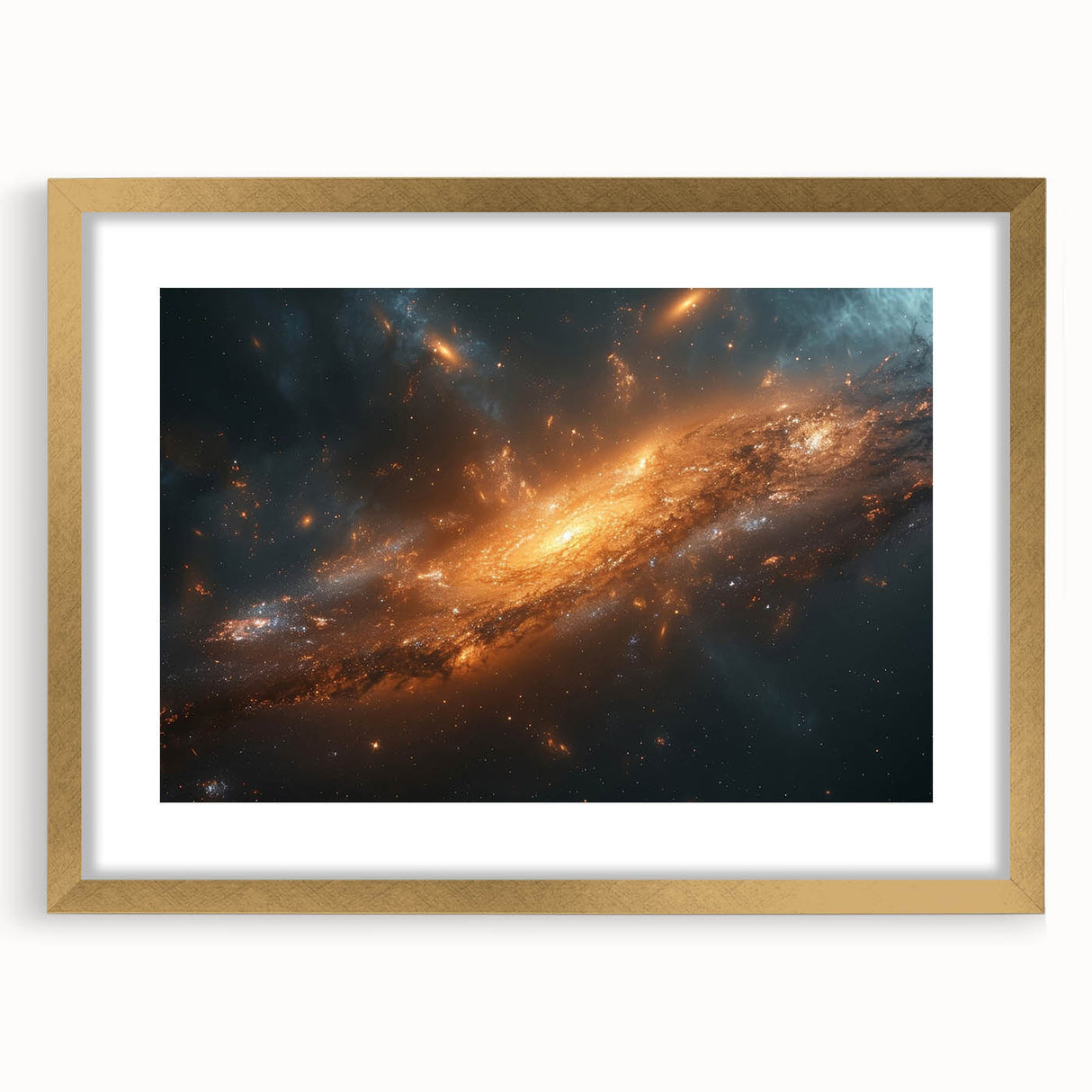 Golden Galaxy Wall Art: Cosmic Spiral Nebula & Astronomy Canvas Prints