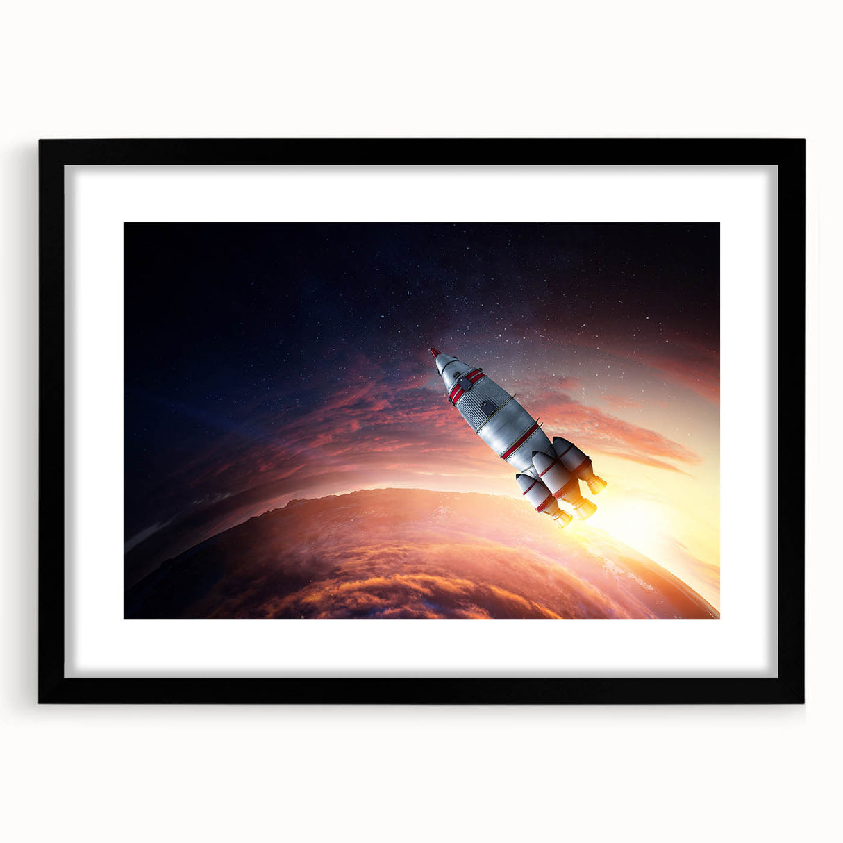 Rocket Launch Over Earth - Captivating NASA Space Missions Wall Art