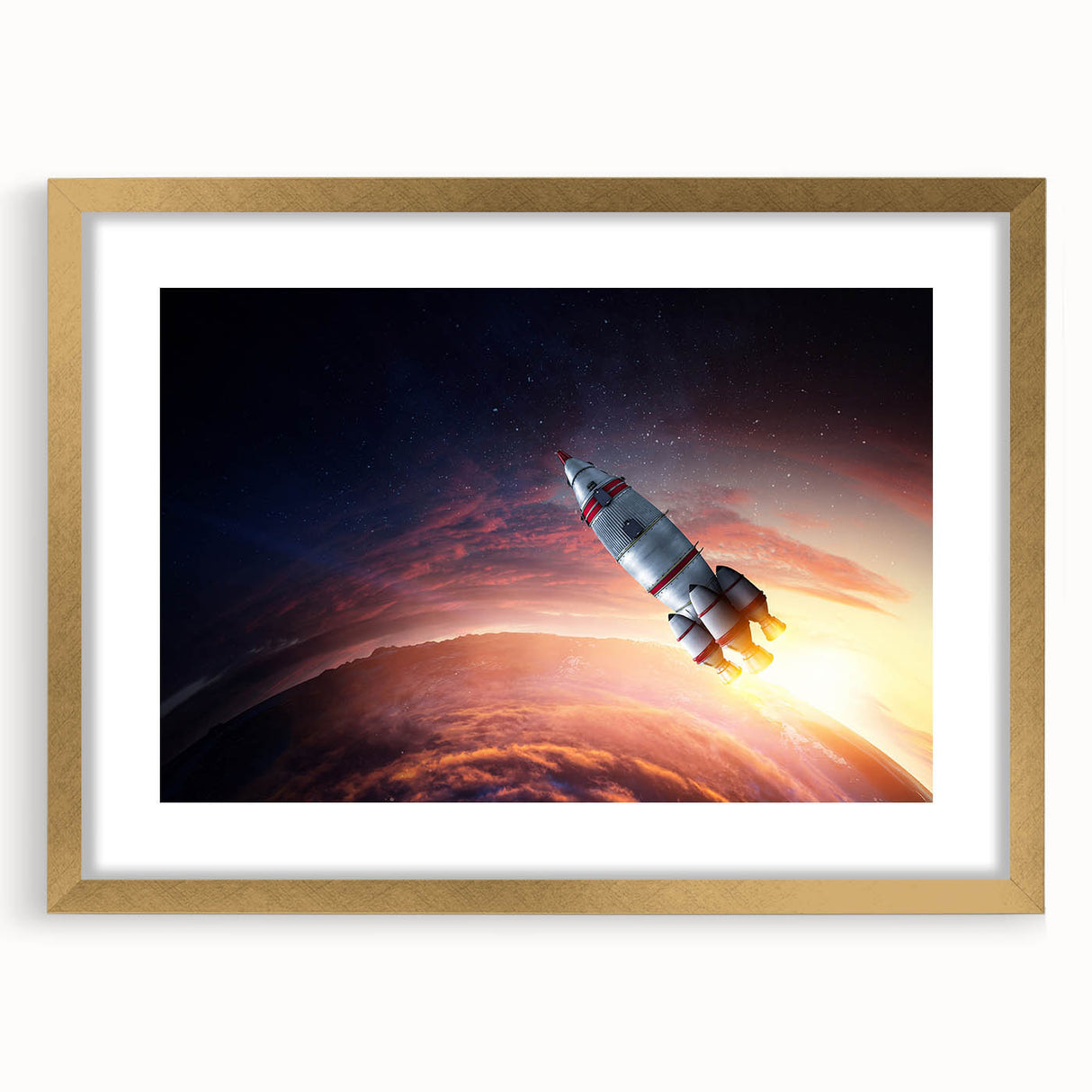 Rocket Launch Over Earth - Captivating NASA Space Missions Wall Art