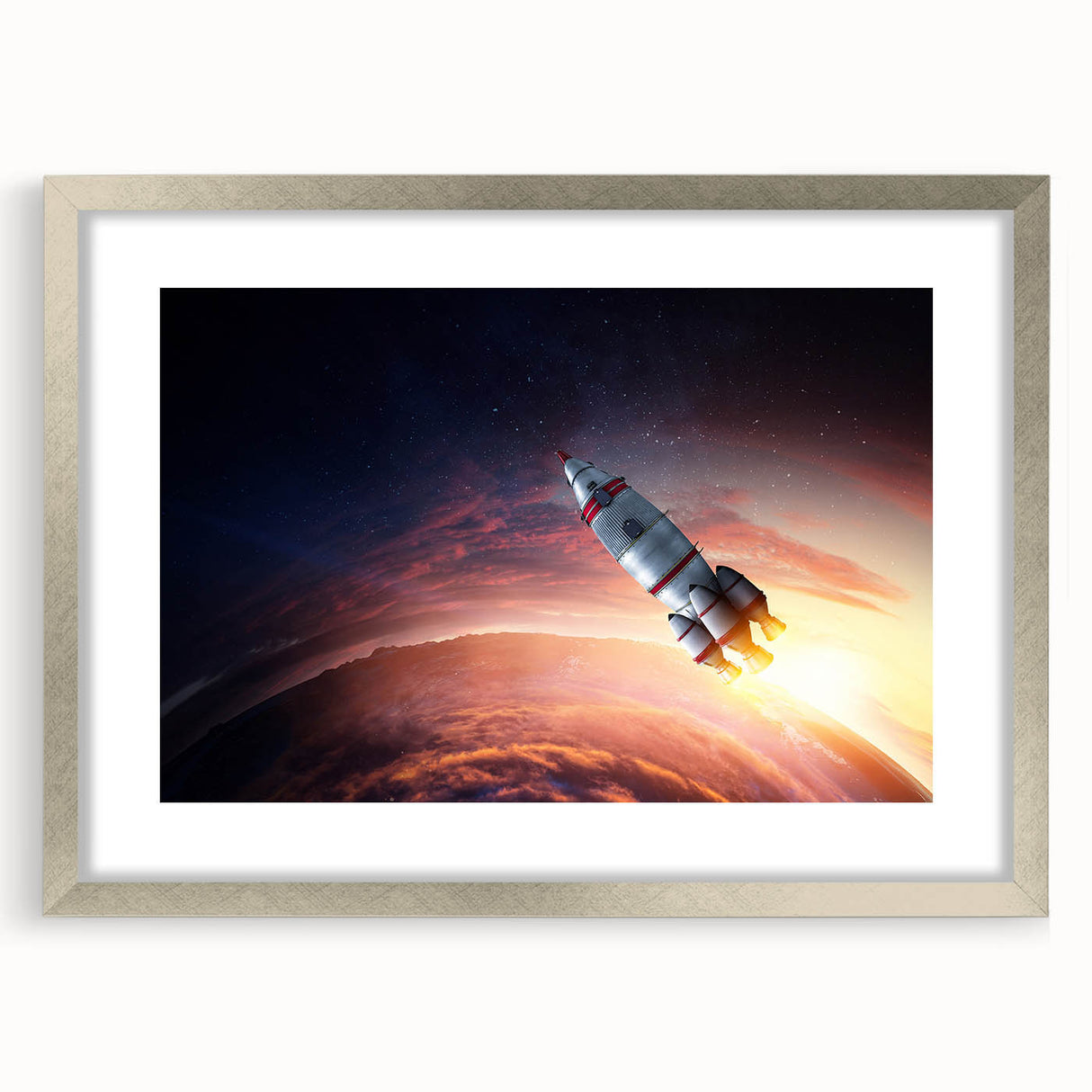 Rocket Launch Over Earth - Captivating NASA Space Missions Wall Art