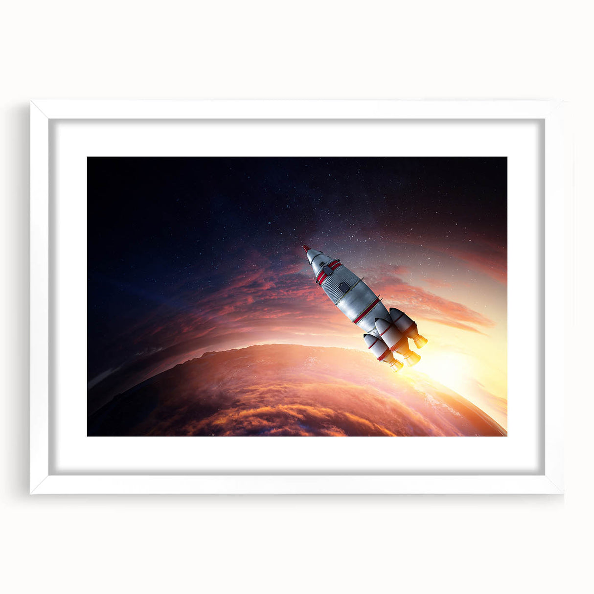 Rocket Launch Over Earth - Captivating NASA Space Missions Wall Art