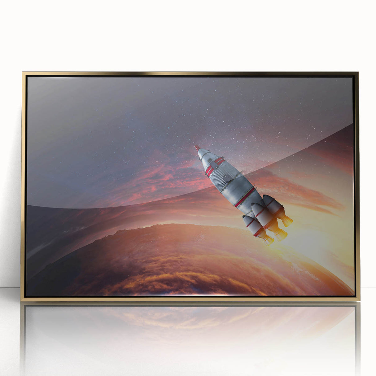 Rocket Launch Over Earth - Captivating NASA Space Missions Wall Art