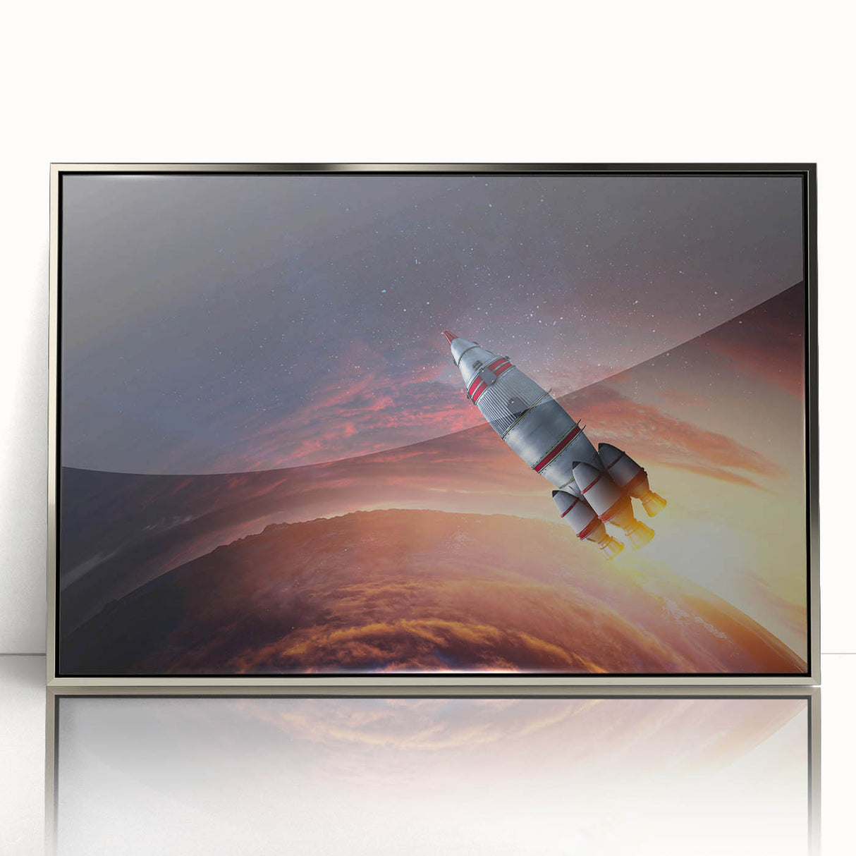 Rocket Launch Over Earth - Captivating NASA Space Missions Wall Art