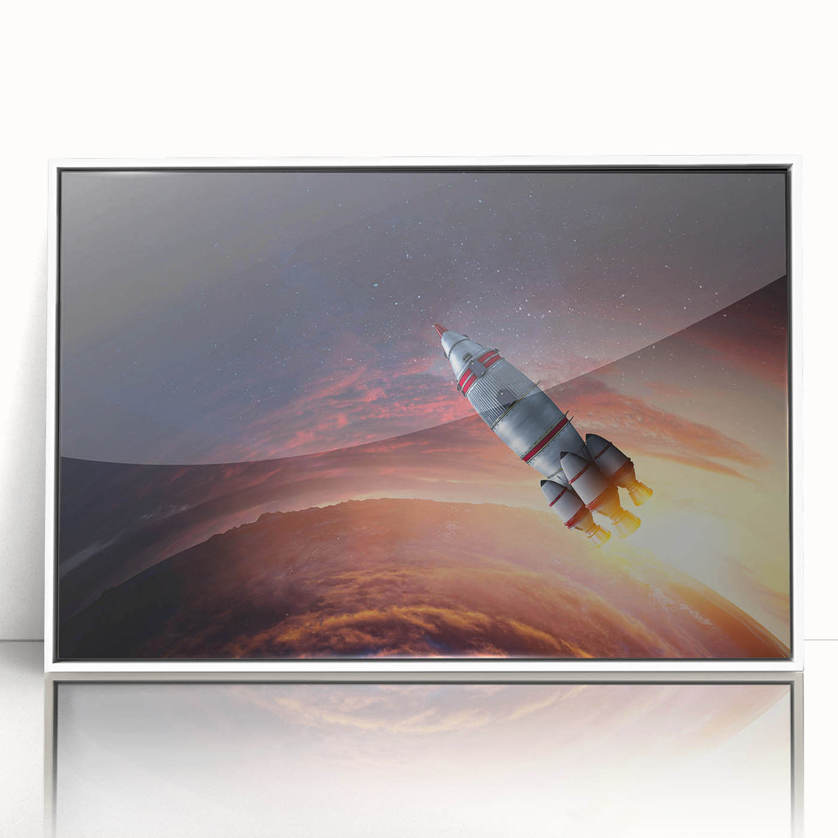 Rocket Launch Over Earth - Captivating NASA Space Missions Wall Art