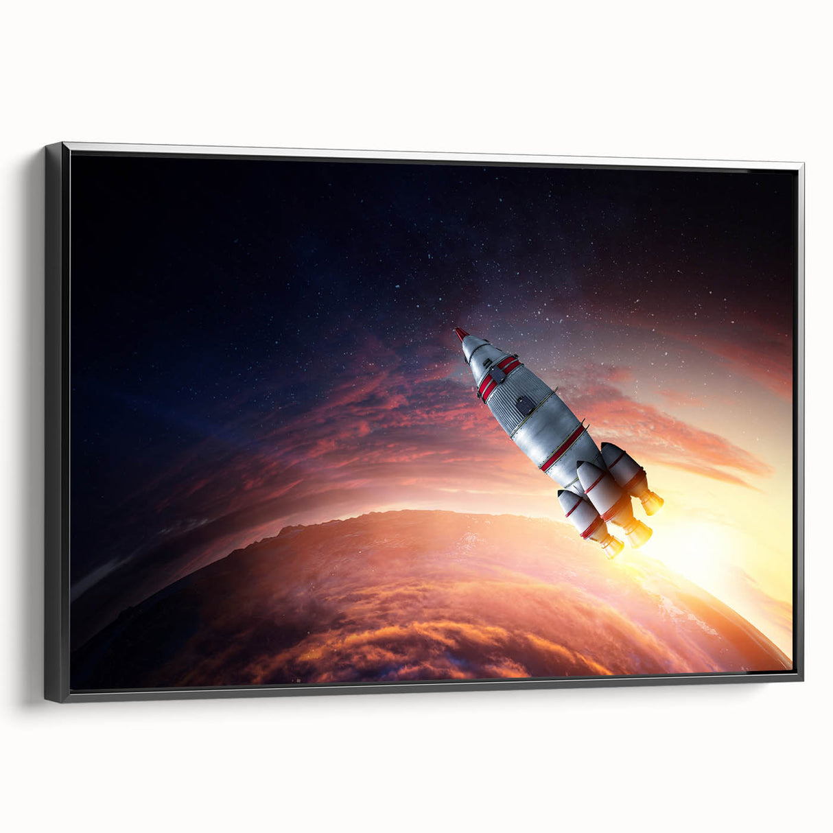 Rocket Launch Over Earth - Captivating NASA Space Missions Wall Art