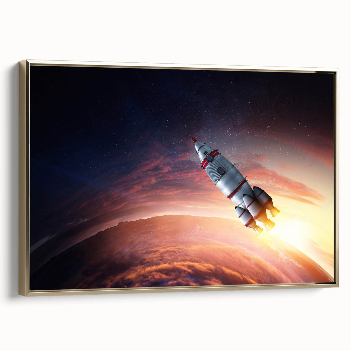 Rocket Launch Over Earth - Captivating NASA Space Missions Wall Art