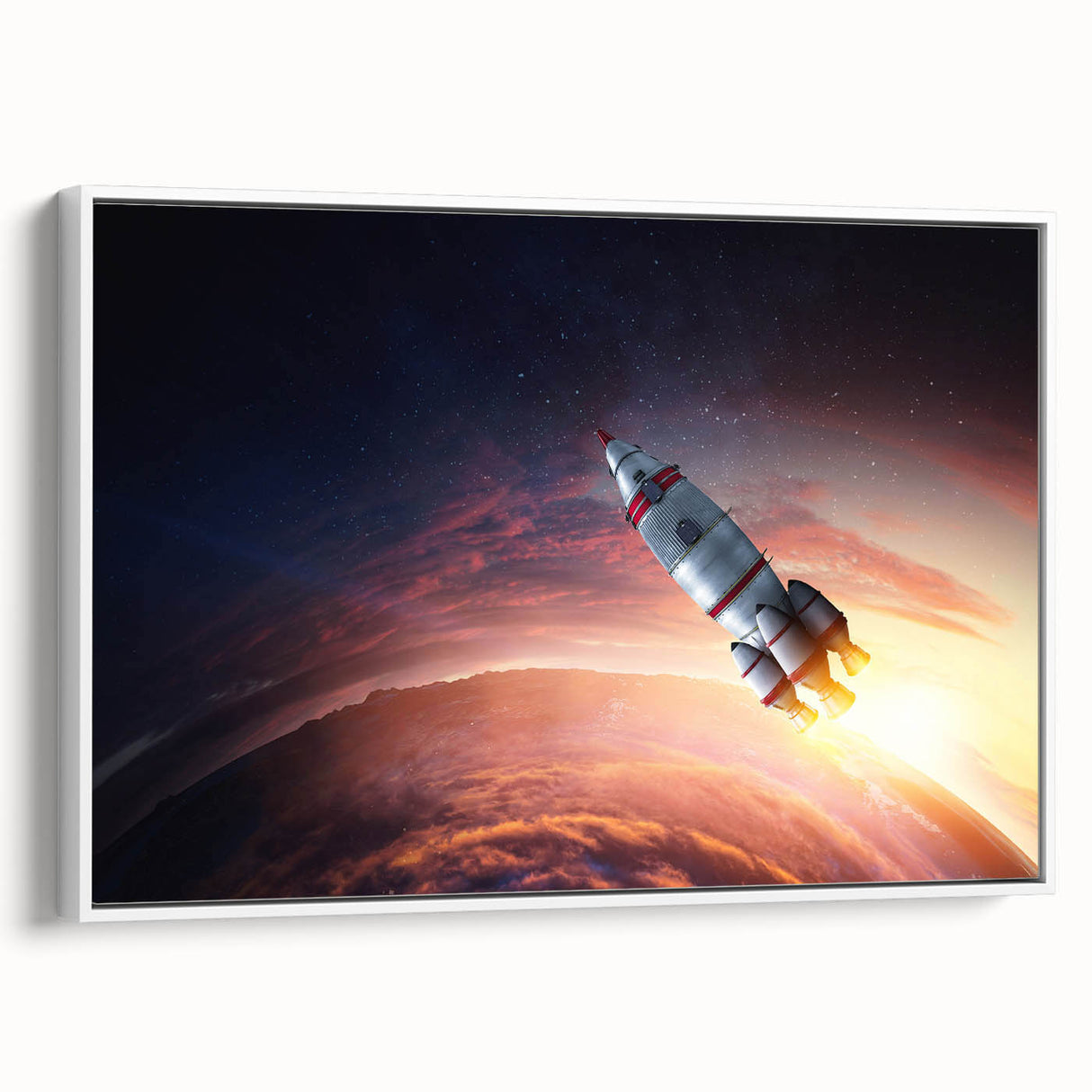 Rocket Launch Over Earth - Captivating NASA Space Missions Wall Art