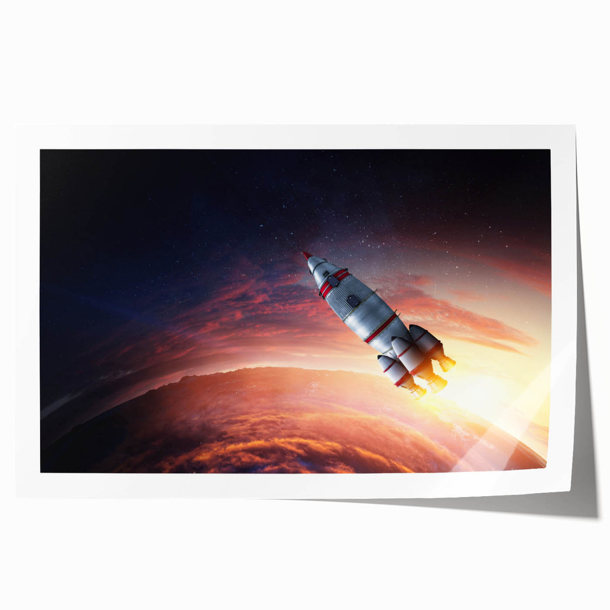 Rocket Launch Over Earth - Captivating NASA Space Missions Wall Art