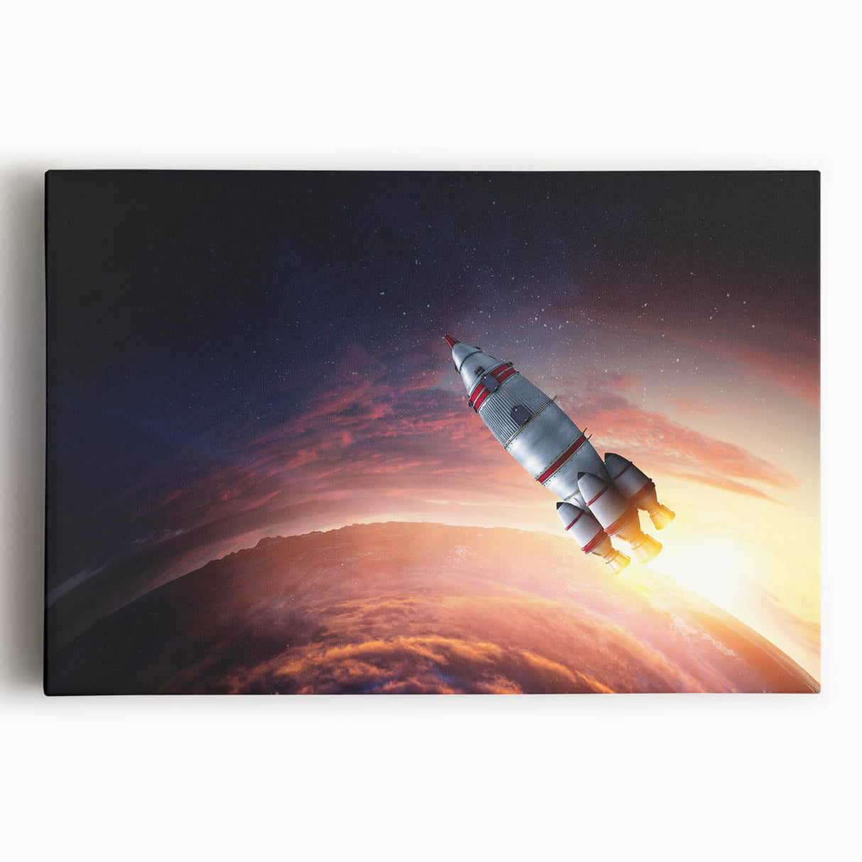 Rocket Launch Over Earth - Captivating NASA Space Missions Wall Art