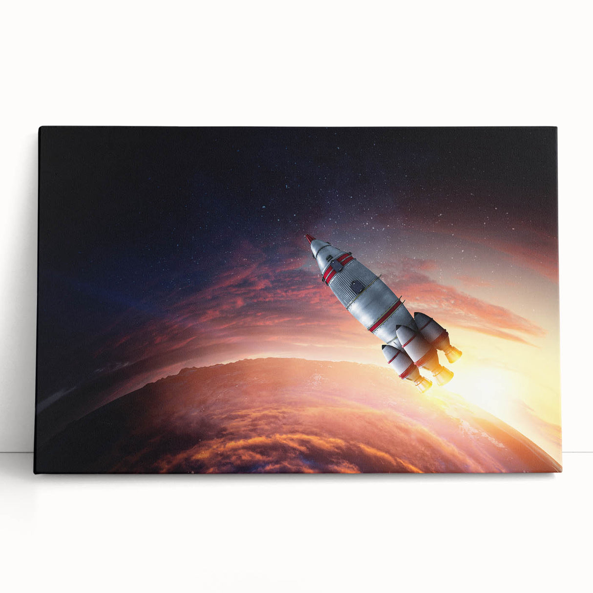 Rocket Launch Over Earth - Captivating NASA Space Missions Wall Art