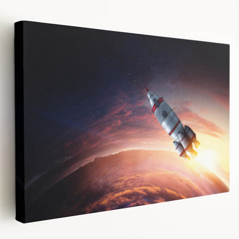 Rocket Launch Over Earth - Captivating NASA Space Missions Wall Art