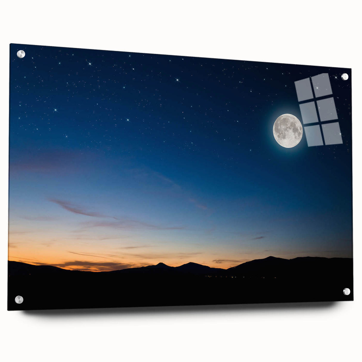 Tranquil Moon Over Horizon – Stunning Celestial Canvas for Home Decor
