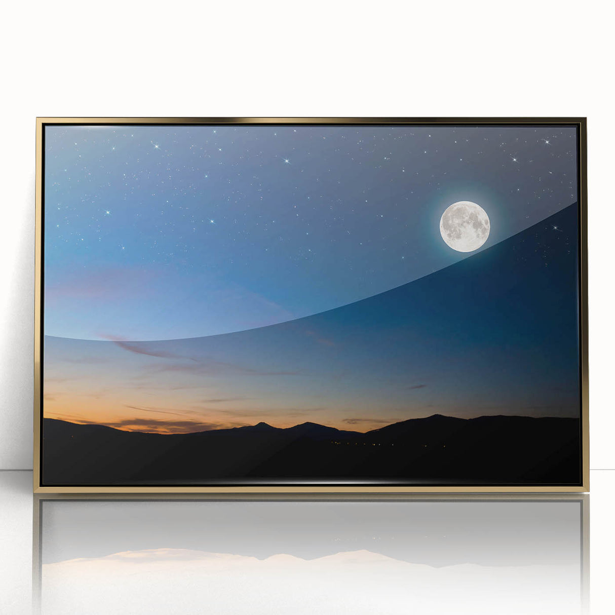 Tranquil Moon Over Horizon – Stunning Celestial Canvas for Home Decor
