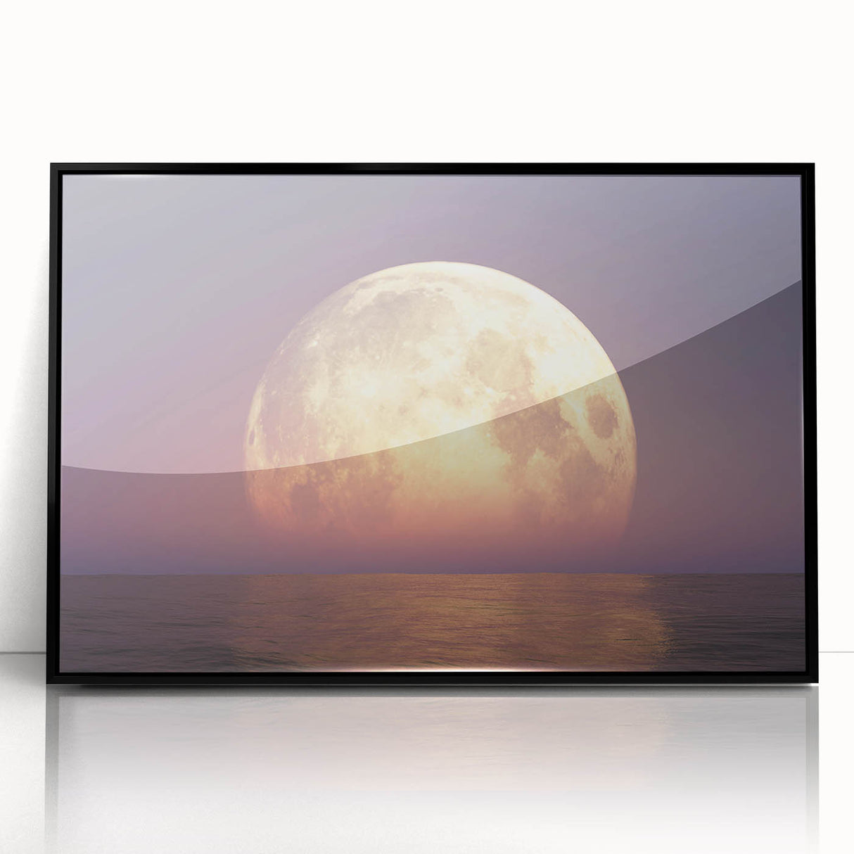 Mesmerizing Full Moon Over Ocean – Tranquil Celestial Wall Art Decor