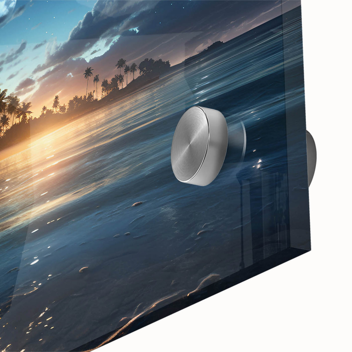 Moonlit Tropical Beach Canvas – Celestial and Coastal Wall Art Decor