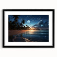 Moonlit Tropical Beach Canvas – Celestial and Coastal Wall Art Decor