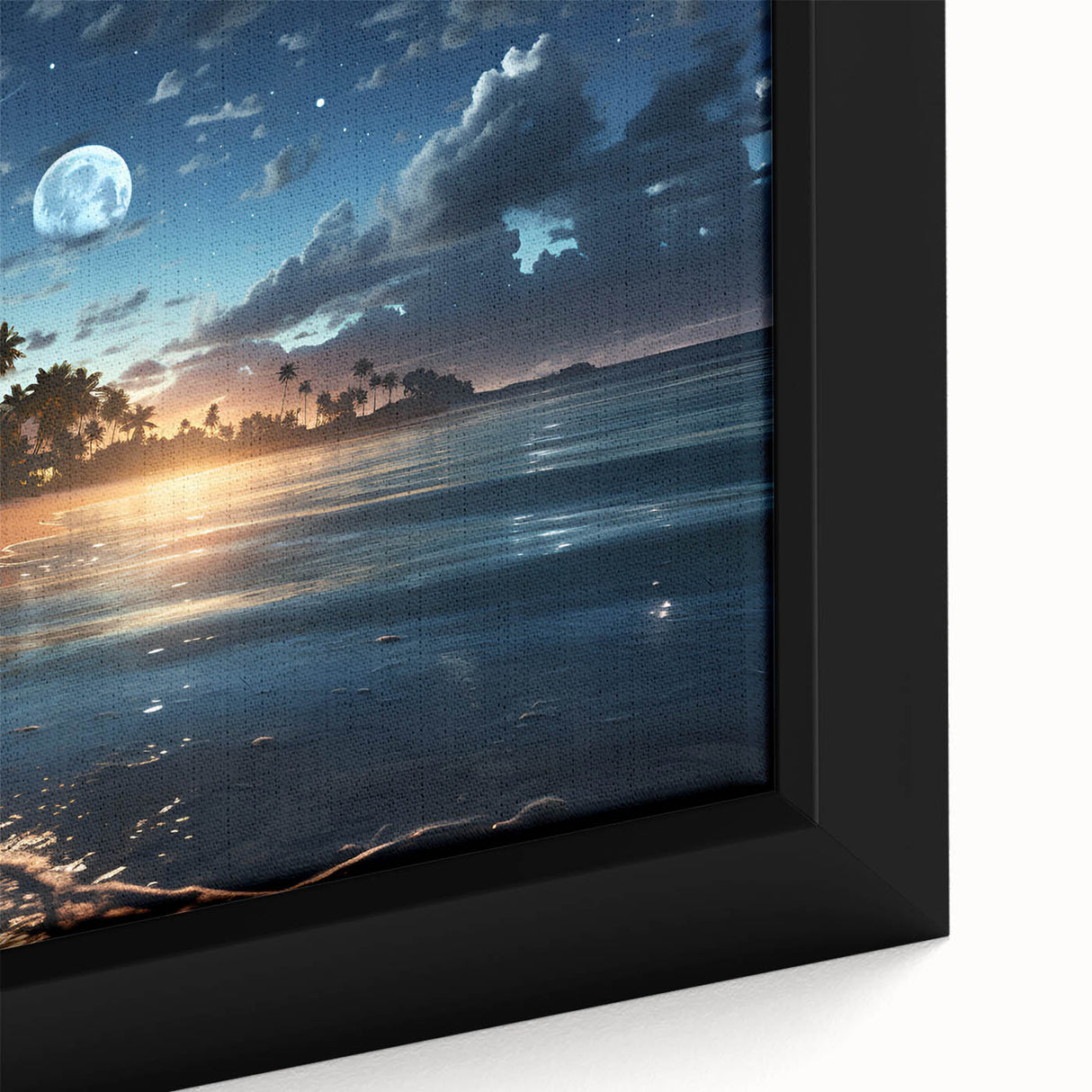 Moonlit Tropical Beach Canvas – Celestial and Coastal Wall Art Decor