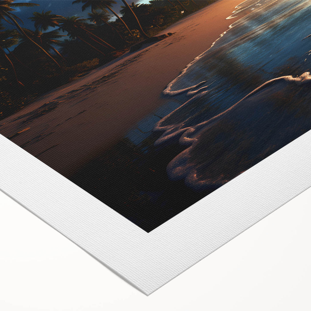 Moonlit Tropical Beach Canvas – Celestial and Coastal Wall Art Decor