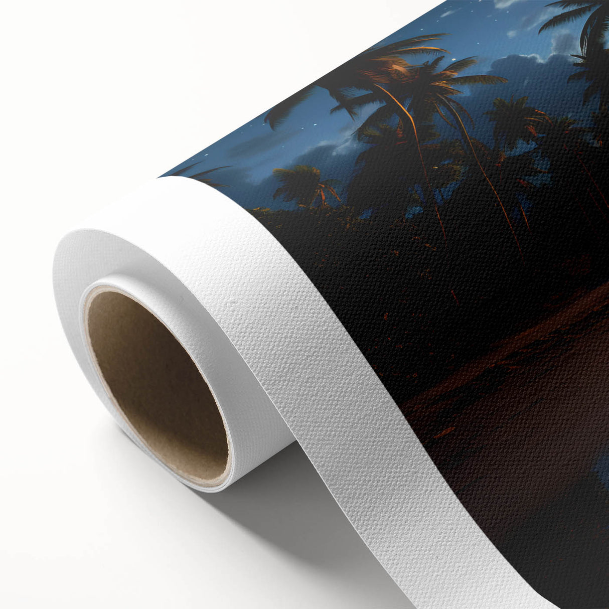 Moonlit Tropical Beach Canvas – Celestial and Coastal Wall Art Decor