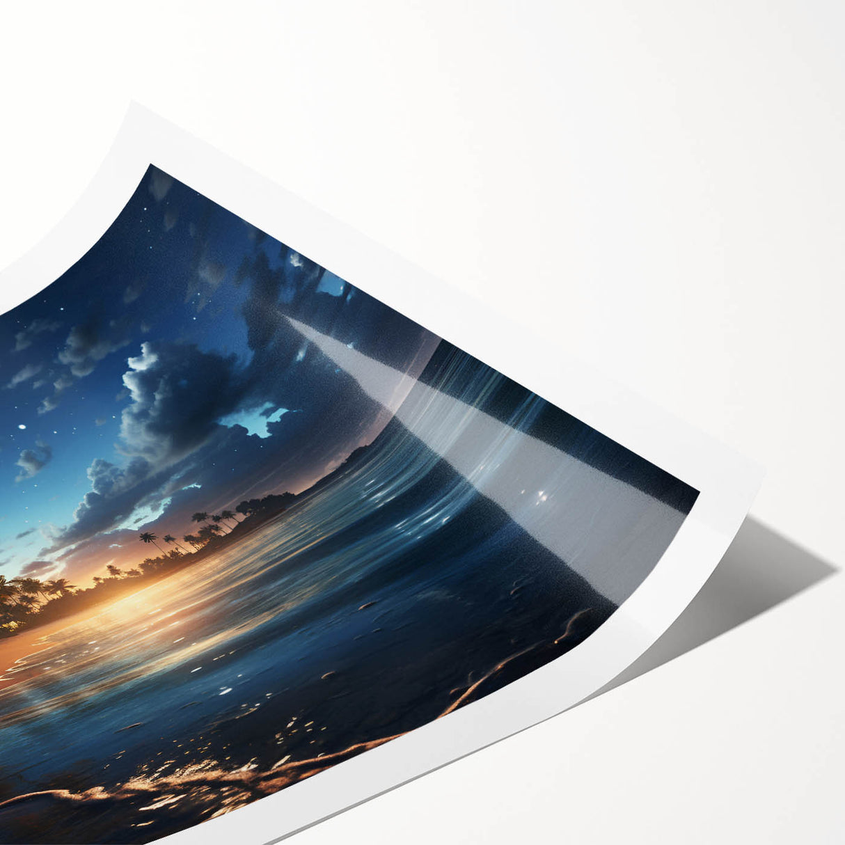 Moonlit Tropical Beach Canvas – Celestial and Coastal Wall Art Decor