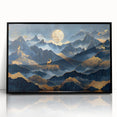 Golden Moonlit Mountains with Wildlife – Luxurious Celestial Wall Art