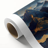 Golden Moonlit Mountains with Wildlife – Luxurious Celestial Wall Art