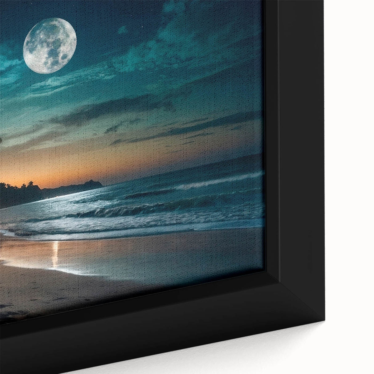 Moonlit Tropical Beach Night – Serene Celestial Wall Art for Home Decor